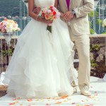 Close up of beautiful floral wedding bouquet