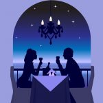 An elegant couple enjoying a romantic dinner date